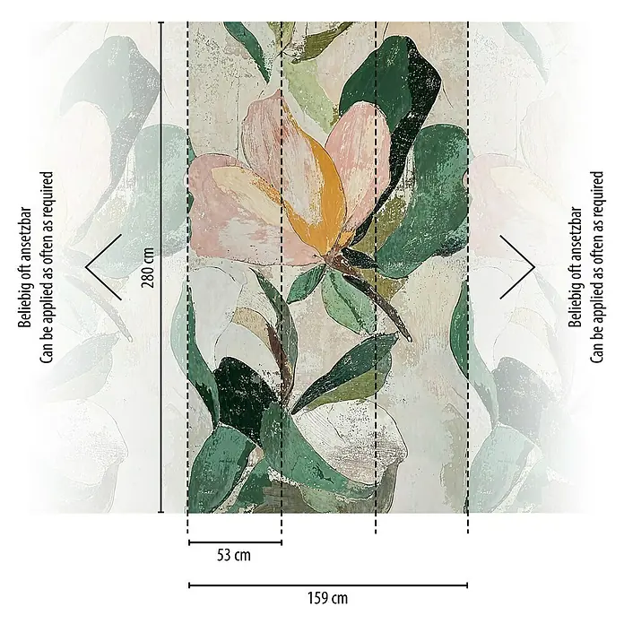 A.S. Création Cosmoliving by Cosmopolitan Fototapete Blüten - B x H: 159 x 280 cm, Vlies - Wandbild mit Blumenmotiv, 159 cm breit und 280 cm hoch, beliebig oft ansetzbar für individuelle Gestaltung.