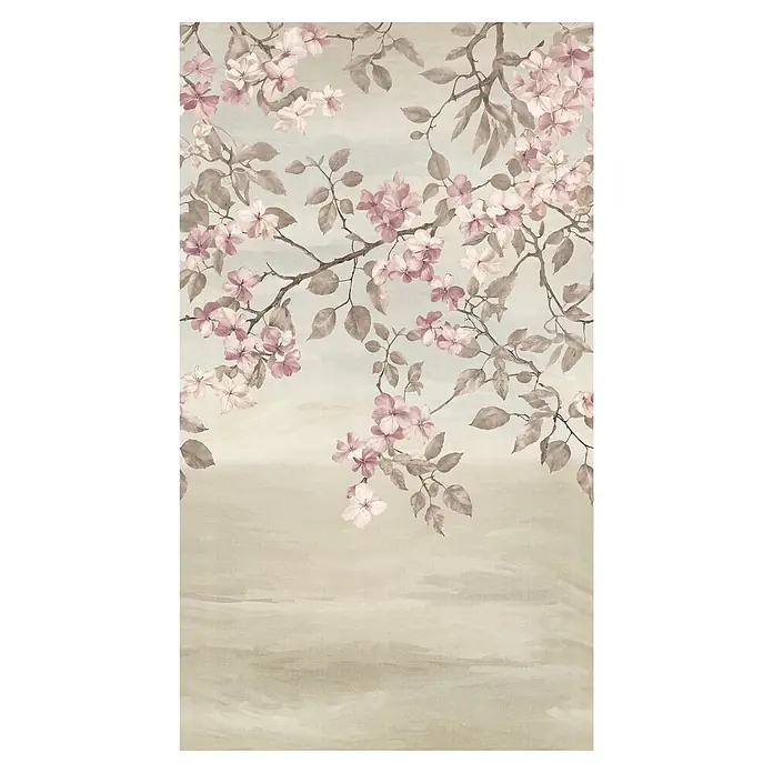 A.S. Création Cosmoliving by Cosmopolitan Fototapete Florale Zweige - B x H: 159 x 280 cm, Vlies - Ein zartes Wandbild mit floralen Motiven in sanften Rosa- und Grautönen, ideal für eine ruhige und elegante Raumgestaltung.