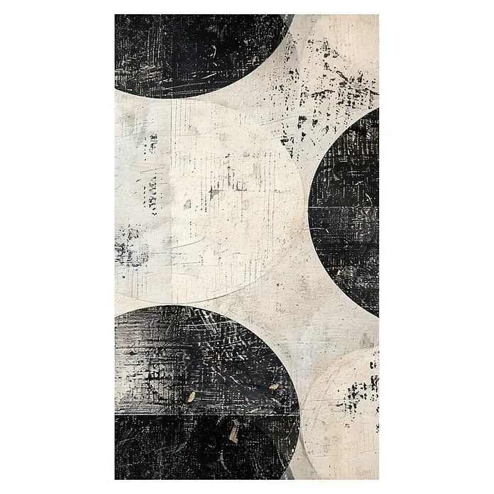 A.S. Création Cosmoliving by Cosmopolitan Fototapete Kreise - B x H: 159 x 280 cm, Vlies - Abstraktes Kunstwerk mit geschichteten, strukturierten schwarzen und weißen Kreis- und geometrischen Formen.