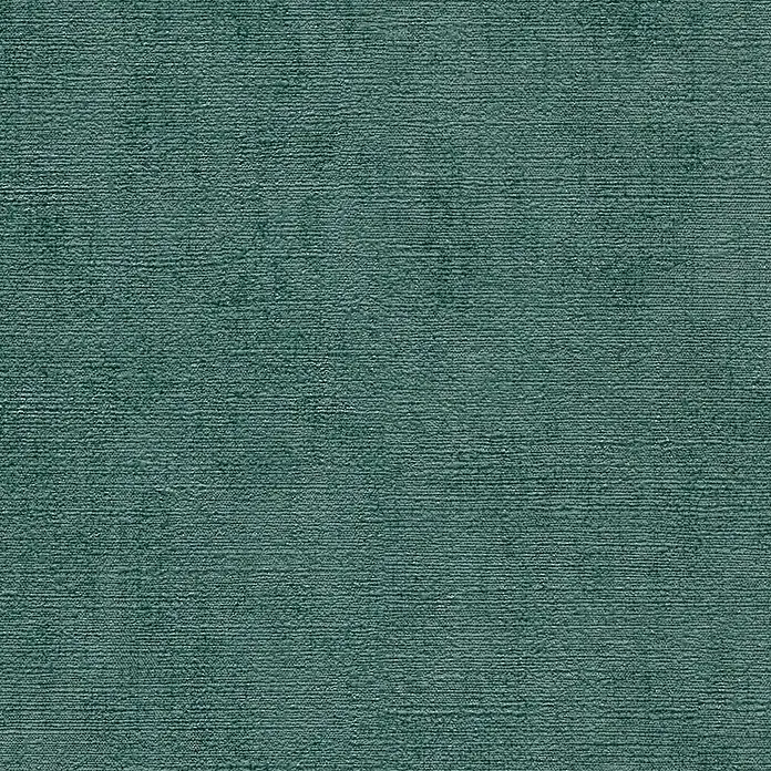 A.S. Création Cosmoliving by Cosmopolitan Vliestapete - Dunkelgrün, Uni, 10,05 x 0,53 m - Detailaufnahme eines türkisfarbenen Textilstoffs mit feiner, horizontaler Webstruktur und leicht unregelmäßiger Oberfläche.