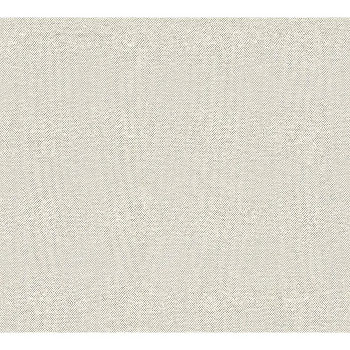 A.S. Création Hygge 3 Vliestapete - Creme-Beige, Uni, 10,05 x 0,53 m - Nahaufnahme einer Textur eines beigen Stoffes mit feiner Webart, ideal für Hintergründe oder Designelemente.