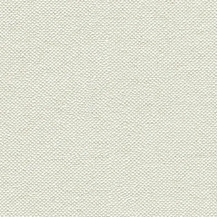 A.S. Création Hygge 3 Vliestapete - Creme-Grau, Uni, 10,05 x 0,53 m - Detailaufnahme eines weißen Stoffes mit feiner, gleichmäßiger Textur, ideal für Möbelbezüge oder Dekorationen.