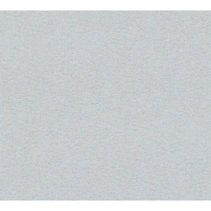 A.S. Création Hygge 3 Vliestapete - Pastelles Grau-Blau, Uni, 10,05 x 0,53 m - Nahaufnahme eines gleichmäßigen, hellgrauen Stoffes mit feiner Textur, ideal für Hintergründe oder Designelemente.