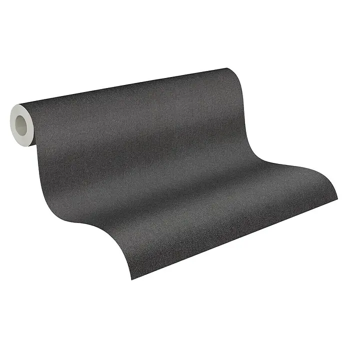 A.S. Création Hygge 3 Vliestapete - Schwarz, Uni, 10,05 x 0,53 m - Rolle anthrazitfarbene Textiltapete mit feiner Gewebestruktur. Ideal für eine stilvolle Wandgestaltung mit moderner Optik und angenehmer Haptik.