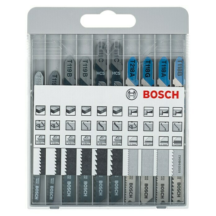 Bosch Professional Stichsägeblatt-Set X-Pro LineEinsatzbereich: Holz, 10 -tlg. Front View