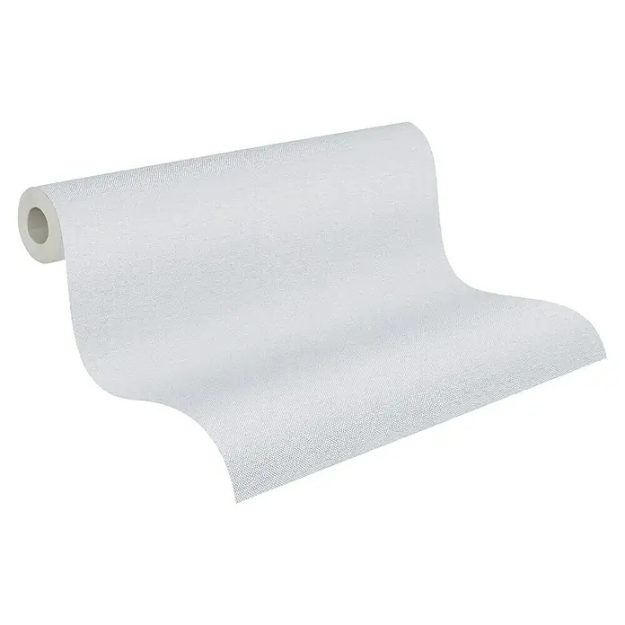 A.S. Création Hygge 3 Vliestapete - Pastelles Grau-Blau, Uni, 10,05 x 0,53 m - Eine Rolle mit weißem, strukturiertem Malerflies, ideal zum Abdecken und Schützen von Böden und Oberflächen bei Renovierungsarbeiten.