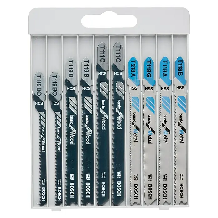 Bosch Stichsägeblatt-Set X-Pro Line - Holz, 10 -tlg. - Bosch Stichsägeblätter-Set für Holz und Metall, verschiedene Typen T119BO, T119B, T111C, T218A, T118G, T118A und T118B in einer Packung.