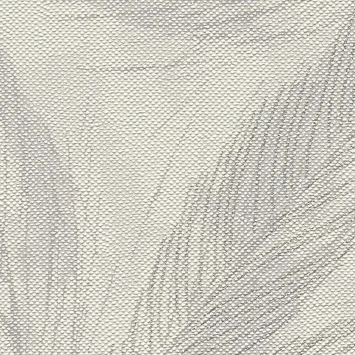 A.S. Création Hygge 3 Vliestapete Blätter - Grau-Weiß-Beige, Floral, 10,05 x 0,53 m - Nahaufnahme eines Stoffes mit zartem Blattmuster, ideal für Dekorationen und Textilien mit einem Hauch von Natur.