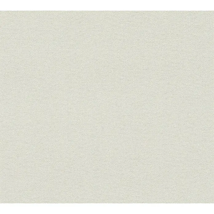 A.S. Création Hygge 3 Vliestapete - Creme-Grau, Uni, 10,05 x 0,53 m - Feine Textur eines hellen Stoffes, ideal für Hintergründe oder subtile Designelemente. Vielseitig und elegant.