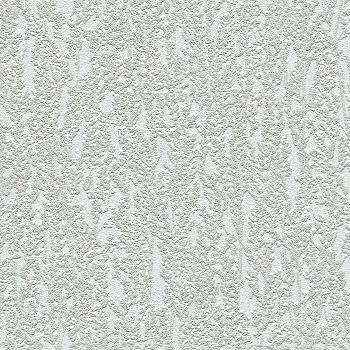 A.S. Création Hygge 3 Vliestapete Ranken - Grau, Floral, 10,05 x 0,53 m - Nahaufnahme einer weißen, strukturierten Tapete. Das Muster besteht aus sich wiederholenden, vertikalen Elementen.