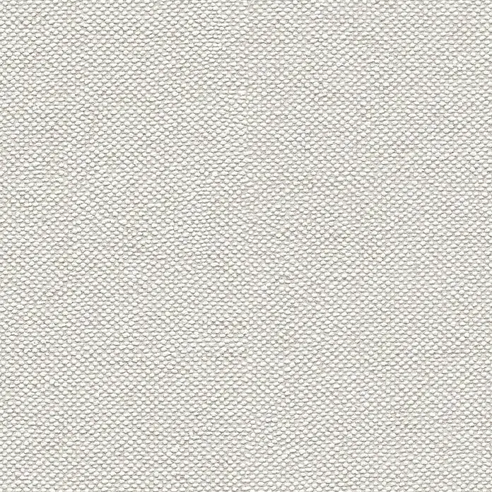 A.S. Création Hygge 3 Vliestapete - Greige, Uni, 10,05 x 0,53 m - Nahaufnahme eines hellgrauen Stoffbezugs mit feiner, regelmäßiger Textur, ideal für Möbel oder Wandverkleidungen, bietet eine schlichte Eleganz.
