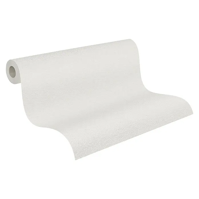 A.S. Création Hygge 3 Vliestapete - Grau, Uni, 10,05 x 0,53 m - Detailaufnahme einer weißen Papierhandtuchrolle, die sich ideal für Küche oder Bad eignet, und Hygiene mit Komfort verbindet.