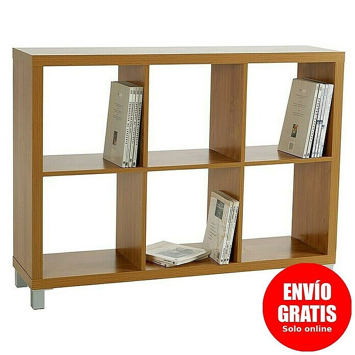 Estantería de madera Kubox 6 huecos (An x Al: 111 x 83 cm, MDF, Arce)