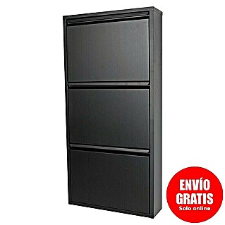 Zapatero Dunne (L x An x Al: 13,5 x 50 x 103,5 cm, Negro, Número de compartimentos: 3 ud., Metal)