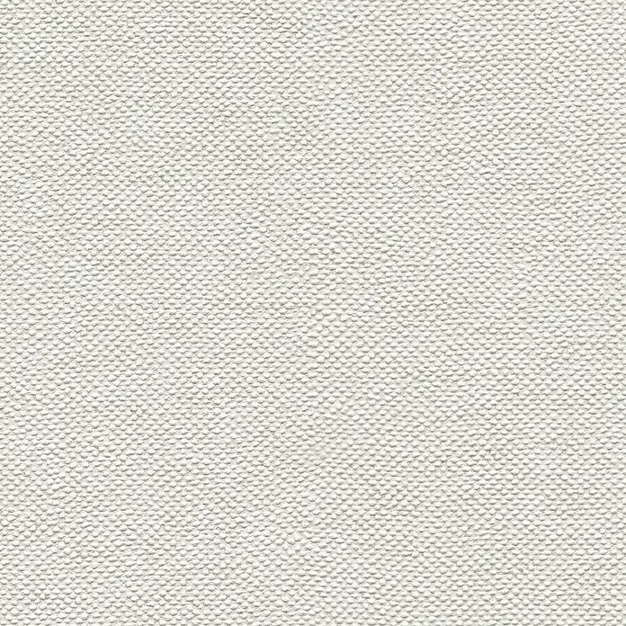 A.S. Création Hygge 3 Vliestapete - Grau, Uni, 10,05 x 0,53 m - Nahaufnahme von weißem, strukturiertem Canvas-Gewebe, das eine robuste und vielseitige Textur für verschiedene Anwendungen bietet.