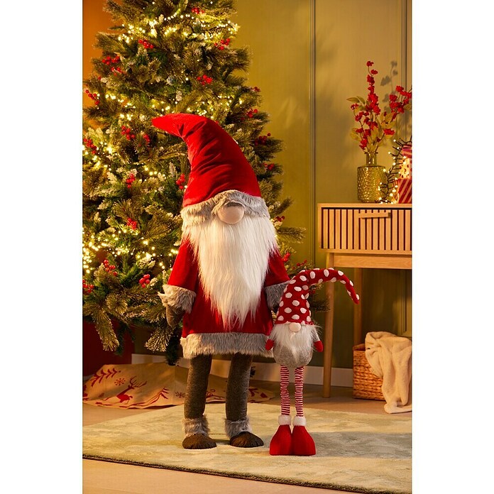 Papá Noel Gnomo (Altura: 125 cm, Terciopelo)