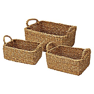 Set mandjes - rechthoekig (Bruin, 3 -delig)