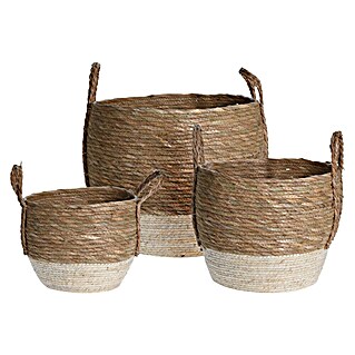 Set mandjes Stro (Bruin / Beige, 3 -delig)