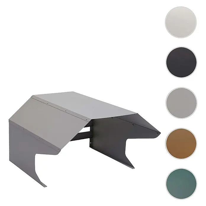 Proregal Mähroboter-Garage Mähroboter-Garage - L x B x H: 70 x 60 x 41 cm, Grau - Das Bild zeigt eine schützende Metallabdeckung, die in verschiedenen Farben erhältlich ist, um den individuellen Bedürfnissen gerecht zu werden.