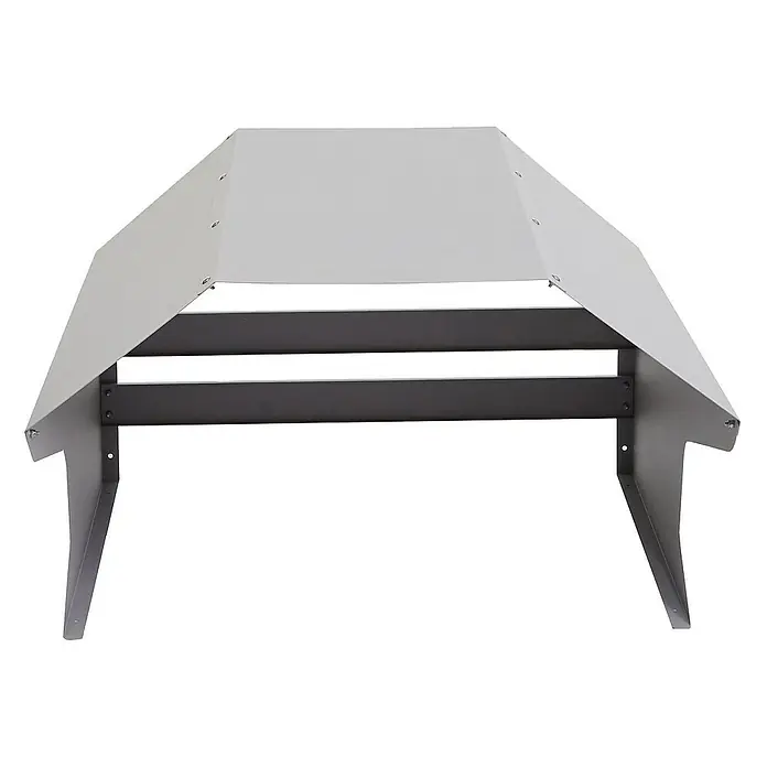 Proregal Mähroboter-Garage Mähroboter-Garage - L x B x H: 70 x 60 x 41 cm, Grau - Produktdarstellung: Eine graue Metallkonstruktion mit Dach und Stützstreben. Ideal für den Außenbereich, robust und schützend.