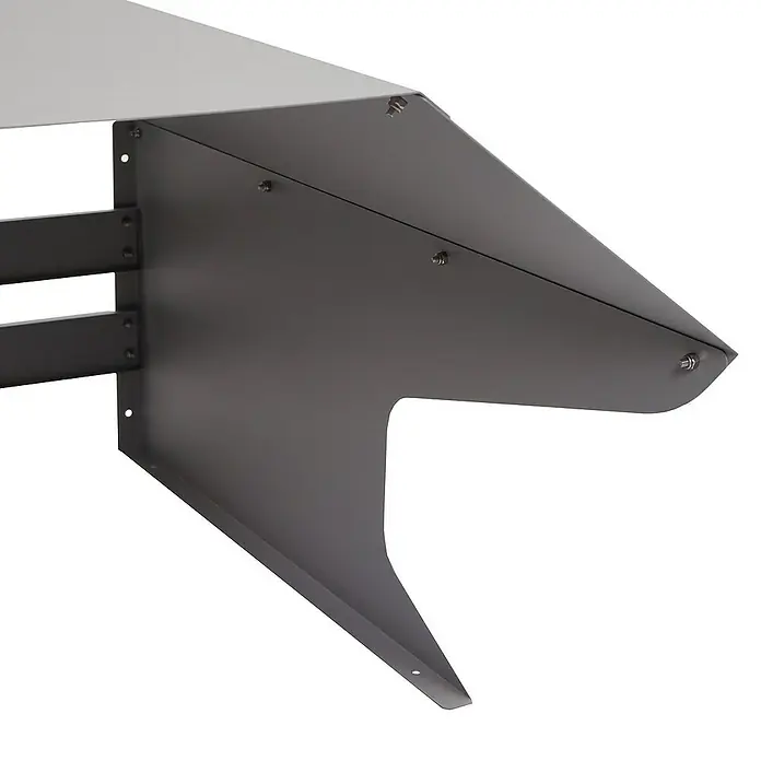 Proregal Mähroboter-Garage Mähroboter-Garage - L x B x H: 70 x 60 x 41 cm, Grau - Detailansicht einer grauen Gerätehalterung mit Bolzen und einem robusten Design, ideal für Werkstatt oder Garage.