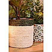 Maceta con interior de plástico Eli (Ø x Al: 16 x 16 cm, Natural, Crema/Verde) | BAUHAUS
