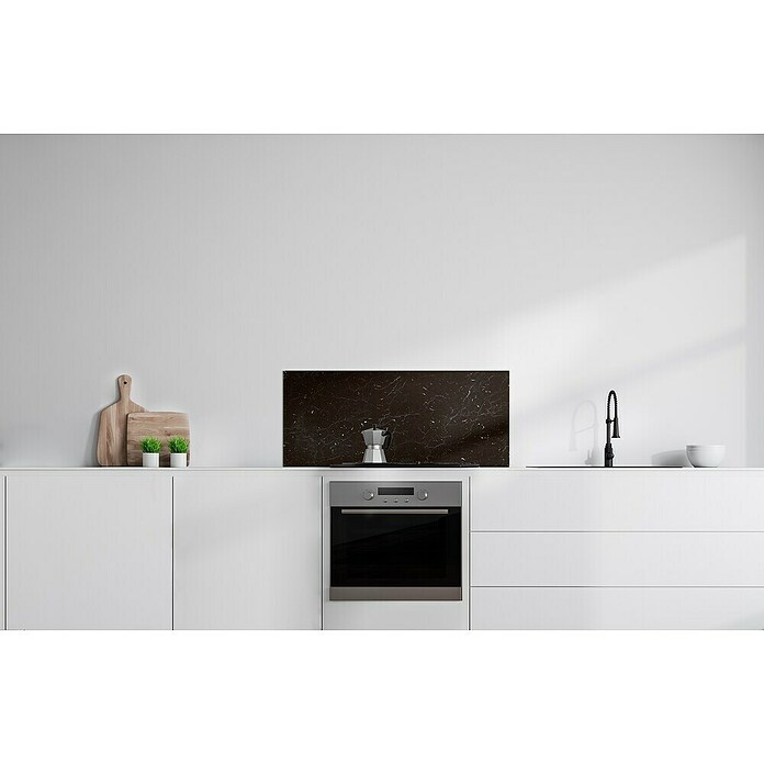 Bariperfil Protector de pared de cocina Backsplash (Black marble, 60 x 98 cm, Aluminio) | BAUHAUS