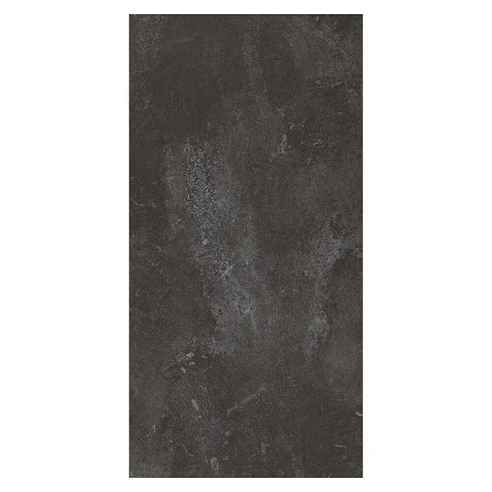 Bariperfil Protector de pared de cocina Backsplash - Black concrete, 60 x 98 cm, Aluminio - Primer plano de una baldosa de hormigón oscuro con una textura moteada y sutiles variaciones de color, ideal para interiores modernos.