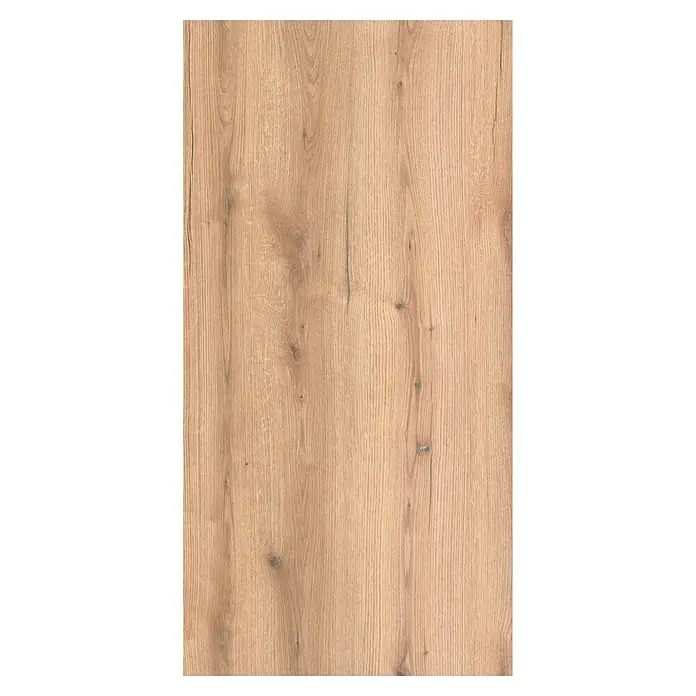 Bariperfil Protector de pared de cocina Backsplash - Coast evoke, 60 x 98 cm, Aluminio - Primer plano de una superficie de madera con patrones de vetas distintivos y tonos cálidos y terrosos, que transmiten una estética natural.