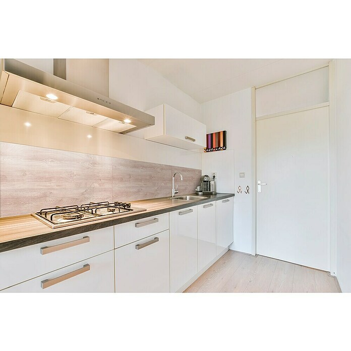 Bariperfil Protector de pared de cocina Backsplash (Endgrain Oak, 60 x 98 cm, Aluminio) | BAUHAUS