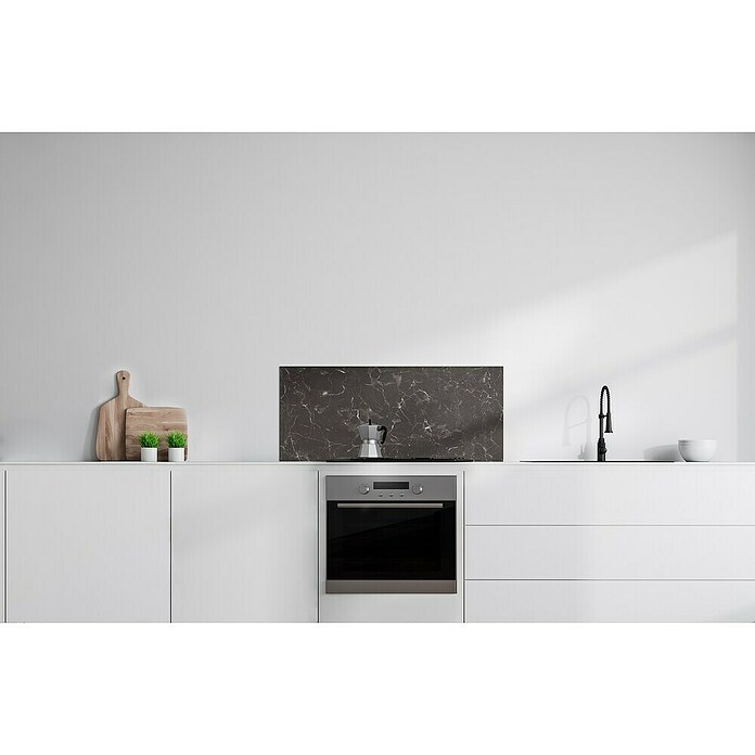 Bariperfil Protector de pared de cocina Backsplash (Galaxus black, 60 x 98 cm, Aluminio) | BAUHAUS