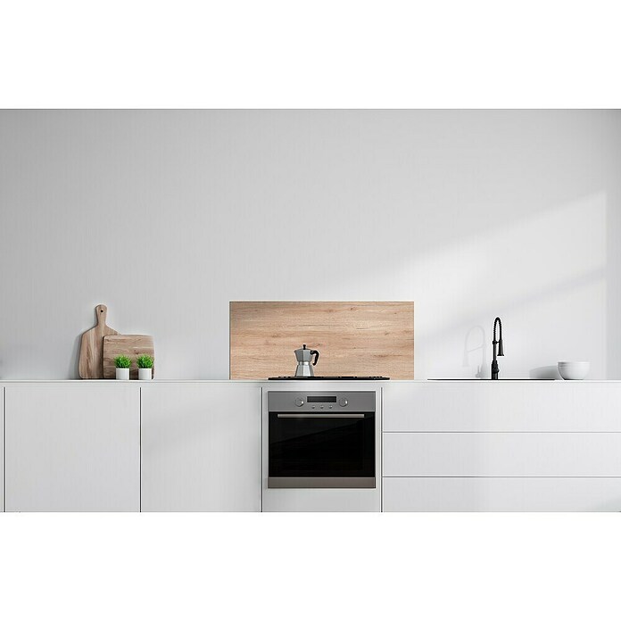 Bariperfil Protector de pared de cocina Backsplash (Natural Oak, 60 x 98 cm, Aluminio) | BAUHAUS