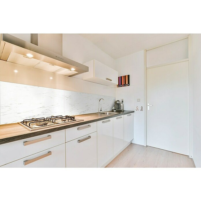 Bariperfil Protector de pared de cocina Backsplash (White marble, 60 x 98 cm, Aluminio) | BAUHAUS