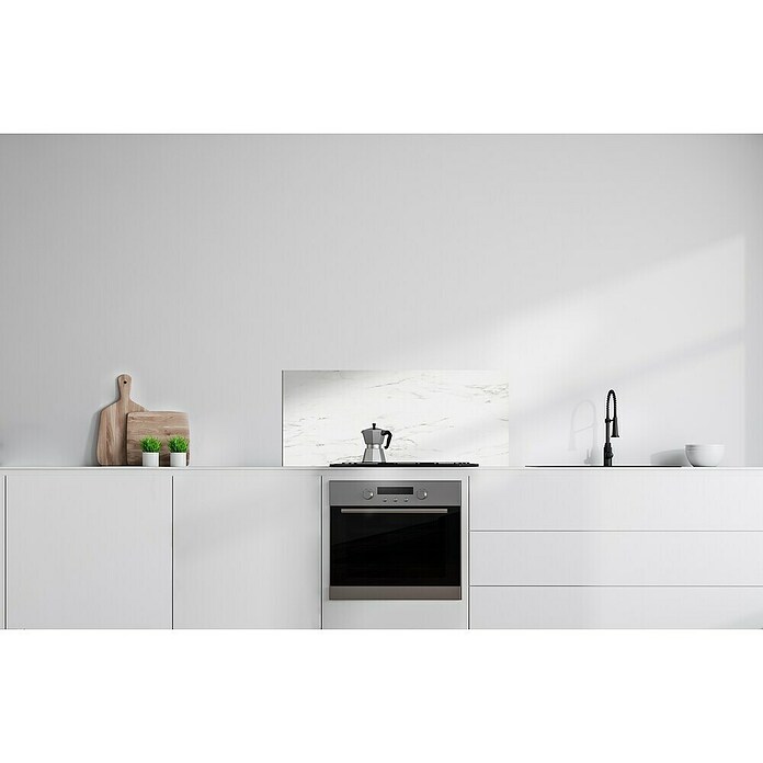 Bariperfil Protector de pared de cocina Backsplash (White marble, 60 x 98 cm, Aluminio) | BAUHAUS