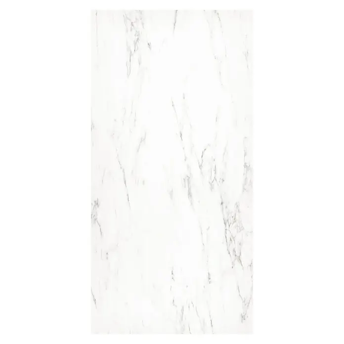 Bariperfil Protector de pared de cocina Backsplash - White marble, 60 x 98 cm, Aluminio - Elegante losa de mármol blanco con sutiles vetas grises, ideal para superficies y decoraciones elegantes que aportan un toque lujoso.