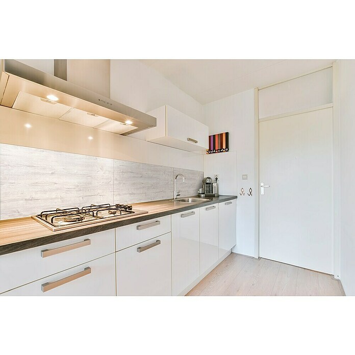 Bariperfil Protector de pared de cocina Backsplash (White oak, 60 x 98 cm, Aluminio) | BAUHAUS