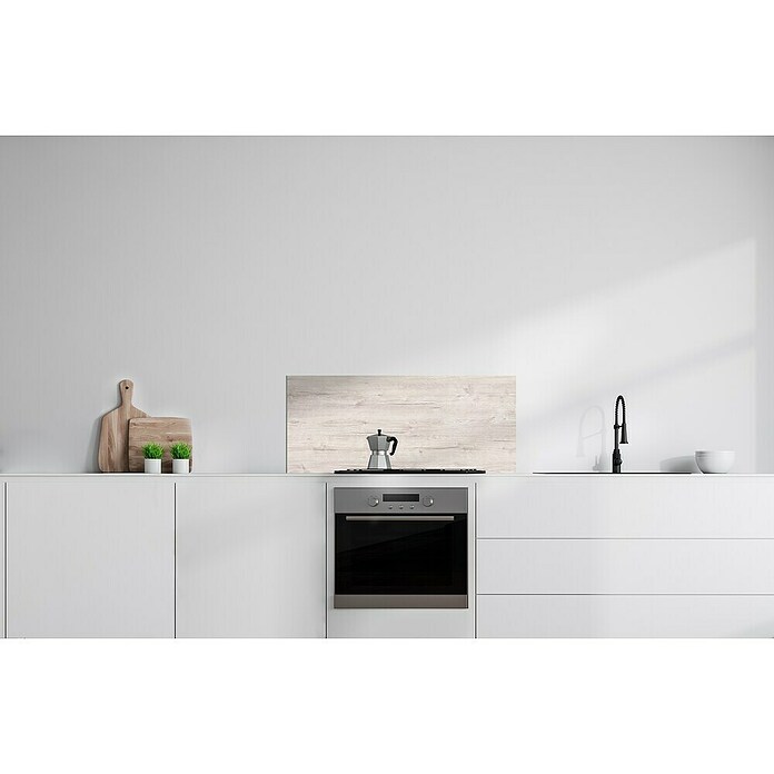 Bariperfil Protector de pared de cocina Backsplash (White oak, 60 x 98 cm, Aluminio) | BAUHAUS