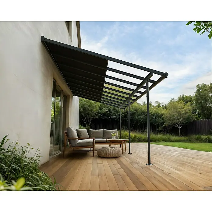 Palram – Canopia Terrassenüberdachung Sierra Cabrio - B x T: 560 x 300 cm, Anthrazitgrau, Polycarbonat, Grau - Stilvolle Terrassenüberdachung mit Sonnenschutz und modernem Design, ideal für entspannte Stunden im Freien.