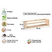 Astigarraga Especiero (L x An x Al: 15 x 60 x 15 cm, Madera de pino, Natural) | BAUHAUS