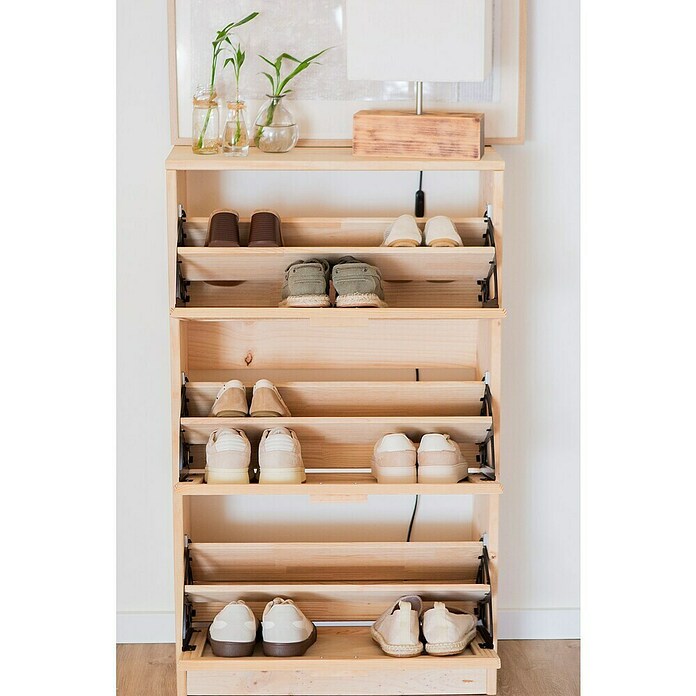 Astigarraga Aura Zapatero (L x An x Al: 25 x 64,8 x 114,8 cm, Natural, Número de compartimentos: 3 ud.) | BAUHAUS