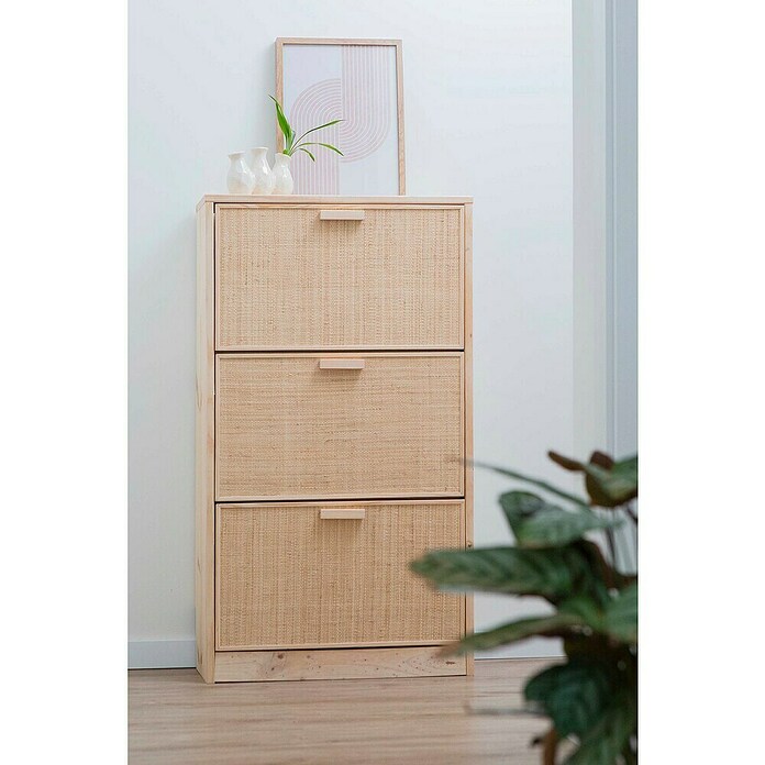 Astigarraga Aura Conjunto de muebles (2 pzs., Madera maciza y rafia, Natural) | BAUHAUS
