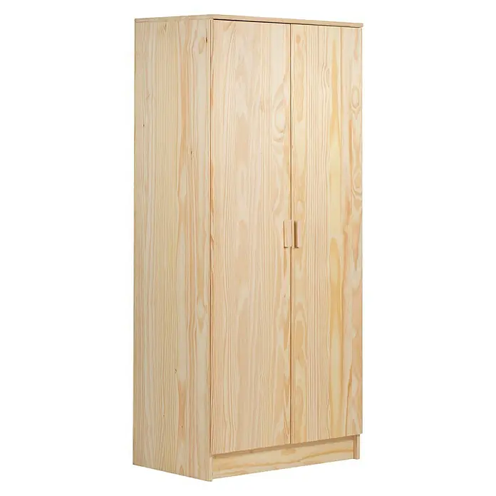 Astigarraga Vita Conjunto de muebles - Natural, 4 pzs. - Un armario espacioso de dos puertas hecho de madera de pino clara con manijas sencillas, ideal para cualquier dormitorio.