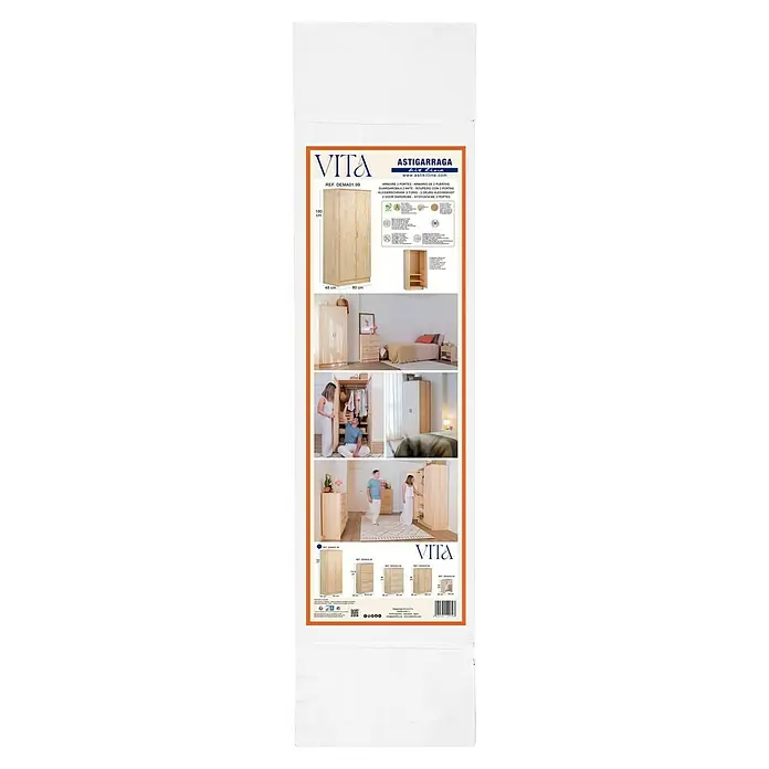 Astigarraga Vita Conjunto de muebles - Natural, 4 pzs. - Imagen del producto de un armario VITA ASTIGARRAGA. El armario es de madera clara y tiene dos puertas.
