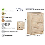 Astigarraga Vita Cómoda (L x An x Al: 36 x 65 x 96 cm, Natural, Número de cajones: 4 ud.) | BAUHAUS