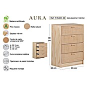 Astigarraga Aura Conjunto de muebles (5 pzs., Madera maciza y rafia, Natural) | BAUHAUS