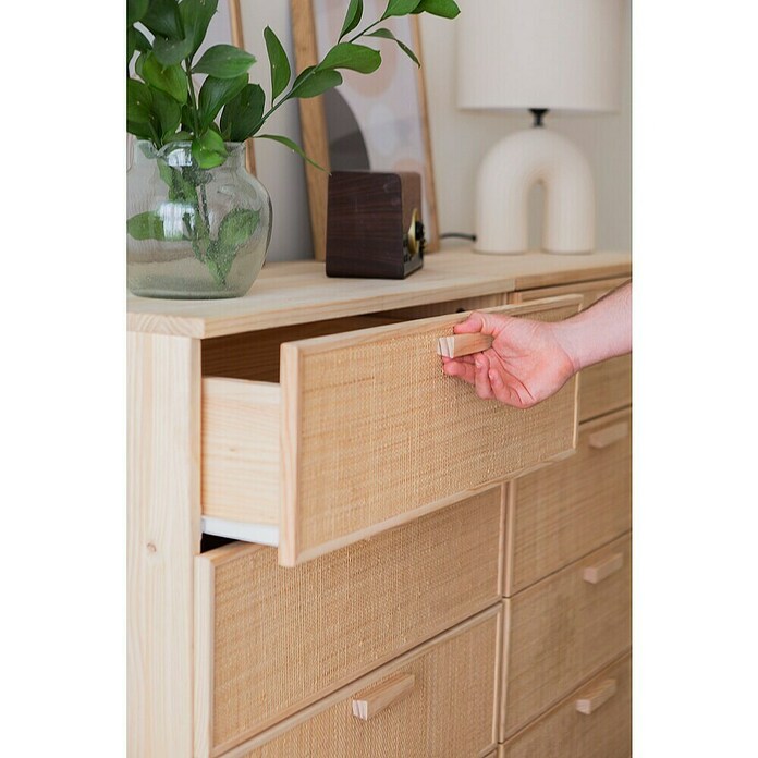Astigarraga Aura Conjunto de muebles (5 pzs., Madera maciza y rafia, Natural) | BAUHAUS