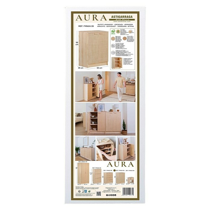 Astigarraga Aura Conjunto de muebles (4 pzs., Madera maciza y rafia, Natural) | BAUHAUS