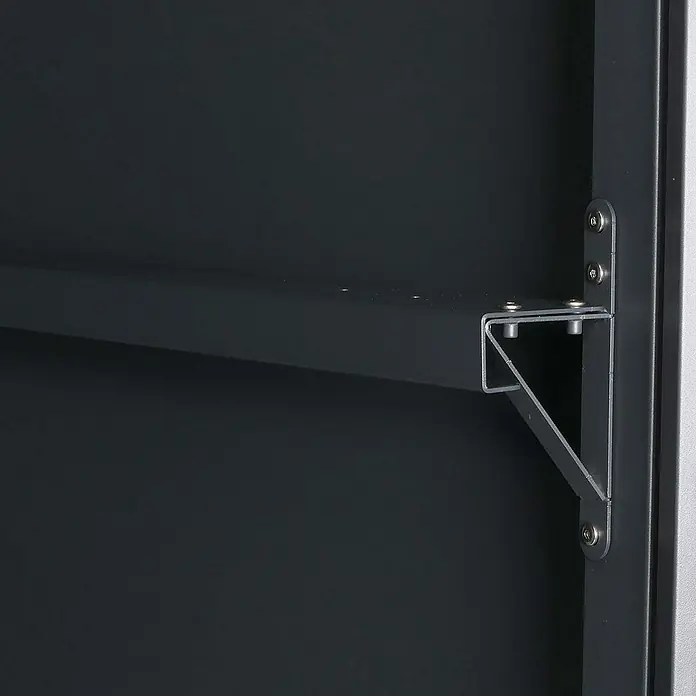 Proregal Garage 2er-Fahrradgarage - Metall, Anthrazit - Detailansicht eines grauen Metallregals mit einer stabilen Winkelhalterung, die für zusätzliche Stabilität sorgt.\n
