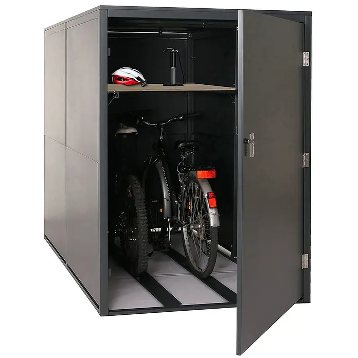 Proregal Garage 2er-Fahrradgarage - Metall, Anthrazit - Die Fahrradgarage bietet sicheren Stauraum. Mit Regalboden für Zubehör, ideal für Fahrräder und Helme. Robuste Konstruktion für den Außenbereich.