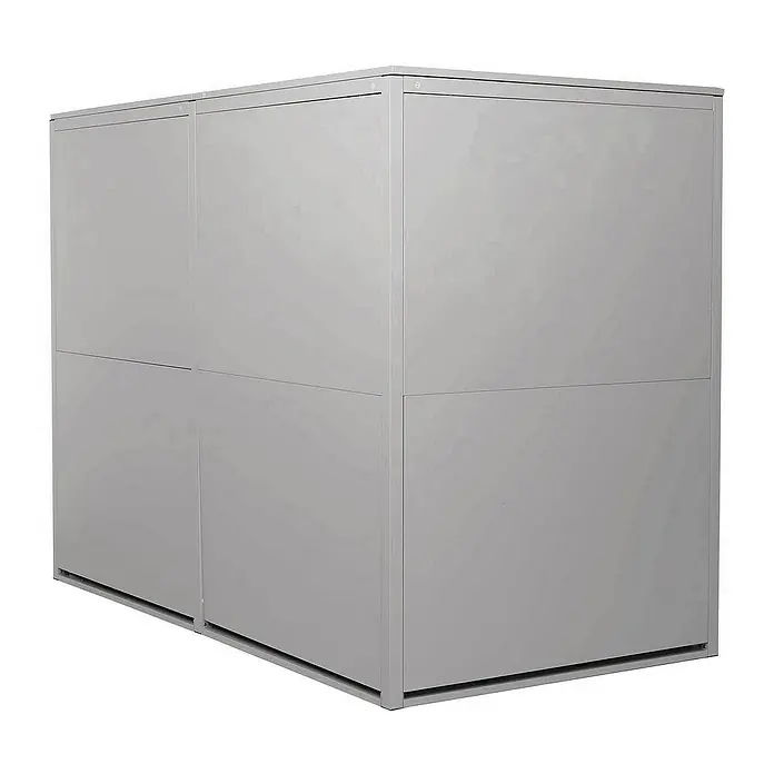 Proregal Garage 2er-Fahrradgarage - Metall, Hellgrau - Ein grauer, moderner Aktenschrank mit klaren Linien und mehreren Fächern. Ideal für Büro oder Homeoffice zur Aufbewahrung von Dokumenten.
